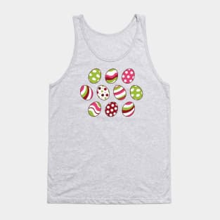 Egg Pattern | Pink Green | Stripes Clouds Flowers Dots | Light Green Tank Top